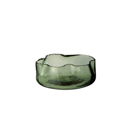 Vaso ciotola rotondo con bordo irregolare di colore verde
