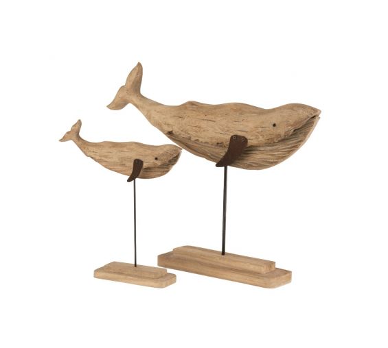 Scultura Balena in legno naturale 