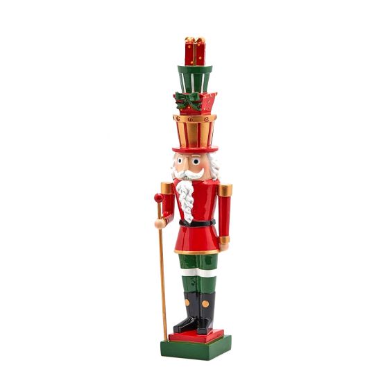 Statuetta Decorativa Soldatino con Cappello con Doni Verde e Rosso H51