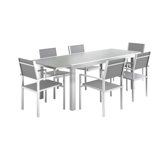 Set tavolo con sedie in alluminio e vetro estensibile da esterno