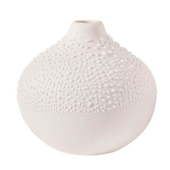 Vaso Beaded White H6,5 | Vasi di design in Gres smaltato