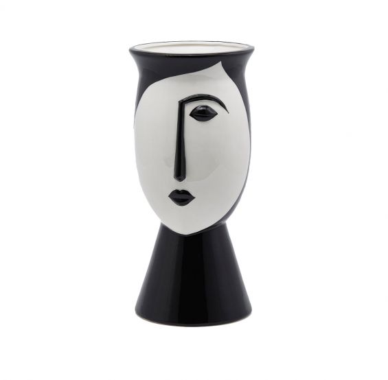 Vaso Volto bianco e nero in ceramica H38