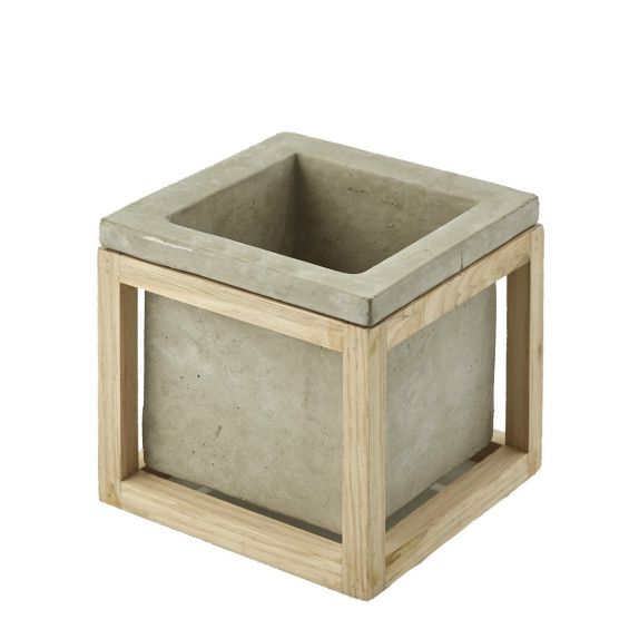 Vaso quadrato M struttura in legno: vasi in cemento design EDG