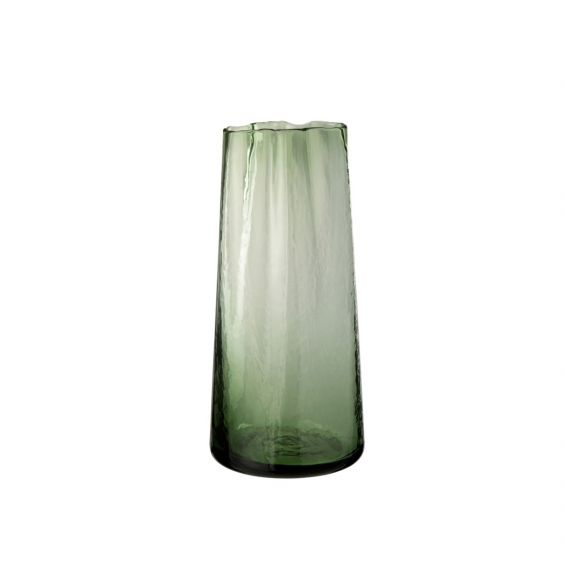 Vaso alto irregolare in vetro verde H33