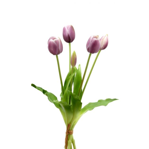 Bouquet tulipani viola Real Touch H40 | Fiori artificiali di qualità
