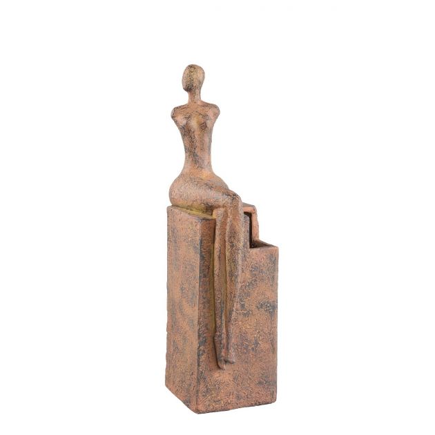 Milos - Vaso statua donna seduta in magnesio color ruggine H52