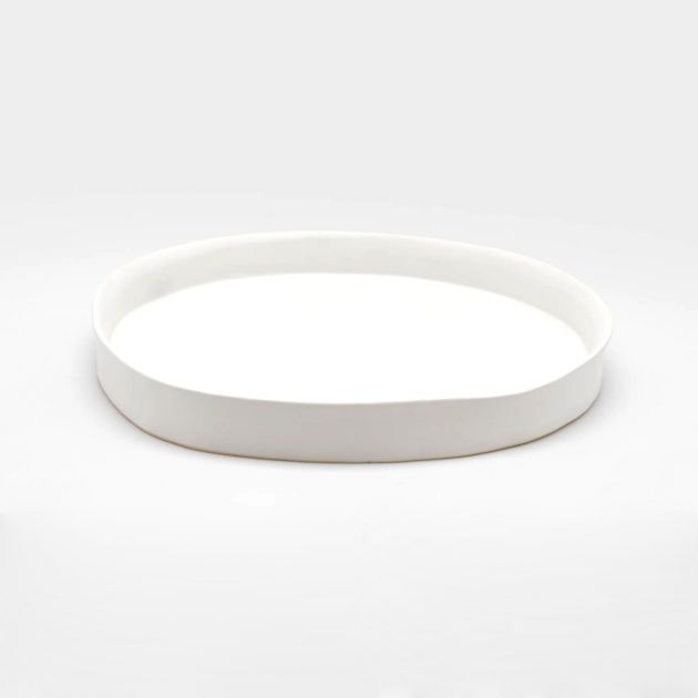 Vassoio rotondo con bordo in ceramica bianca H3,5 Ø31