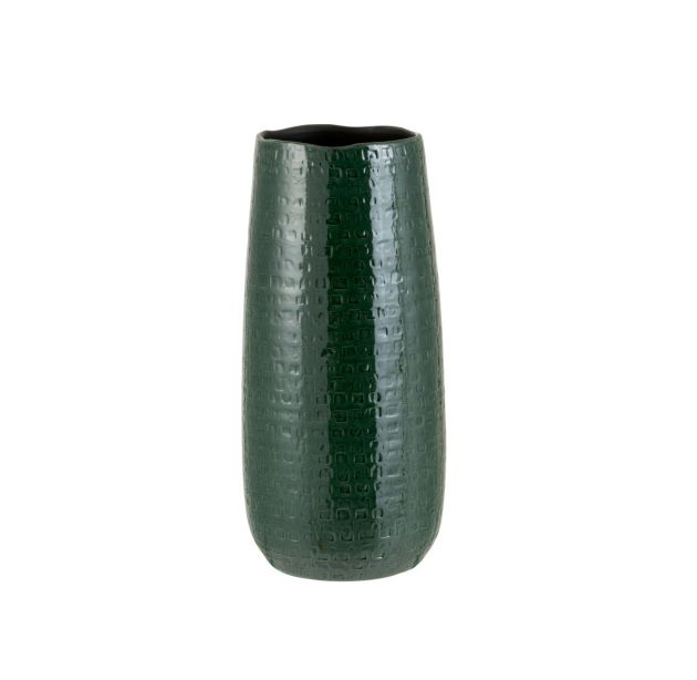 Vaso Motivo H40 : vaso alto in ceramica smaltata di colore verde