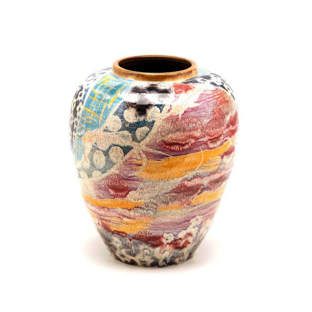 Vaso arte H31 : Vaso bombato in ceramica colorata EDG
