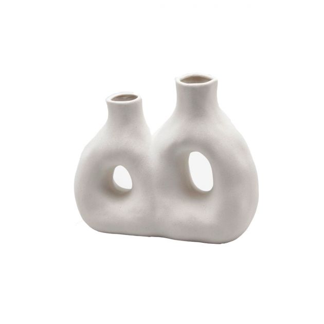 Vaso doppio in ceramica bianca H18