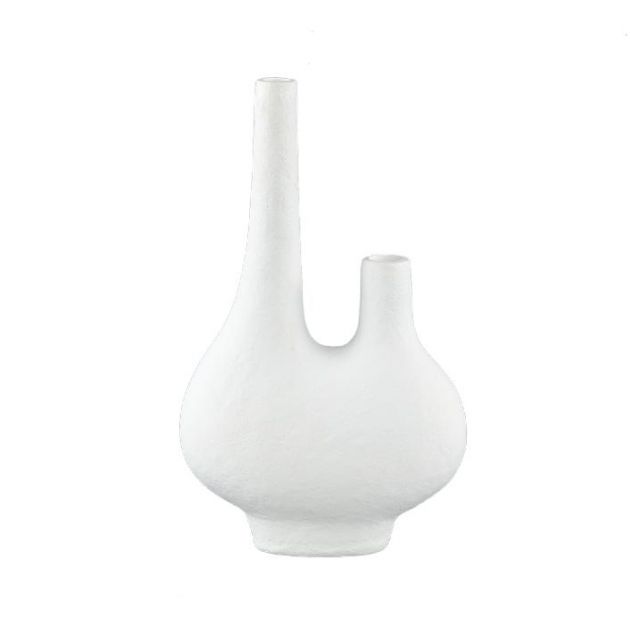 Hann - Vaso bianco in polyresina con doppio collo H36,5