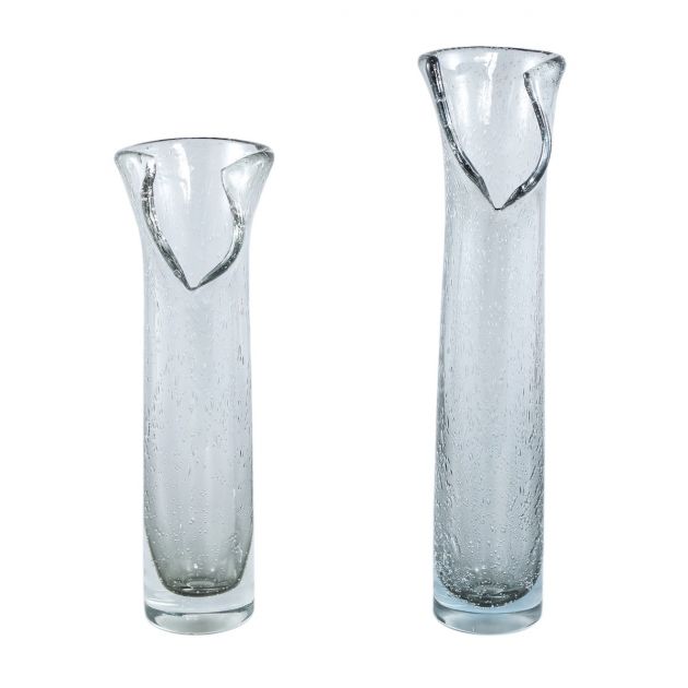 Vaso Lovela Grey | Vaso in vetro massiccio grigio bordo aperto irregolare
