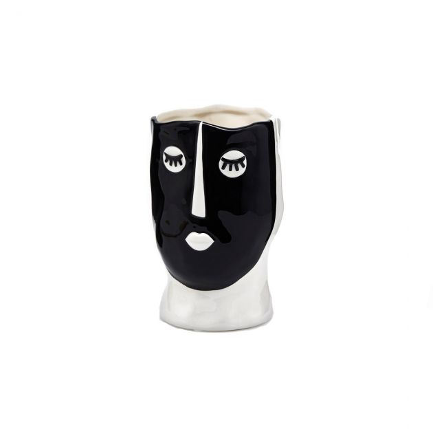 Vaso Volto bianco e nero in ceramica H19