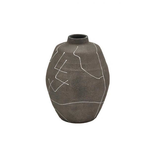 Vaso in ceramica grigia con motivo astratto alt.27