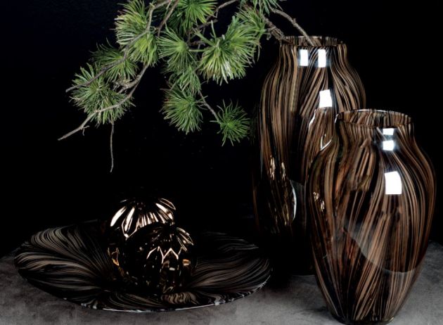 Vaso in vetro con striature marroni | Vasi di design in vetro colorato