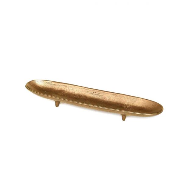 Vassoio Ovale con piedi in metallo oro H5X43X10